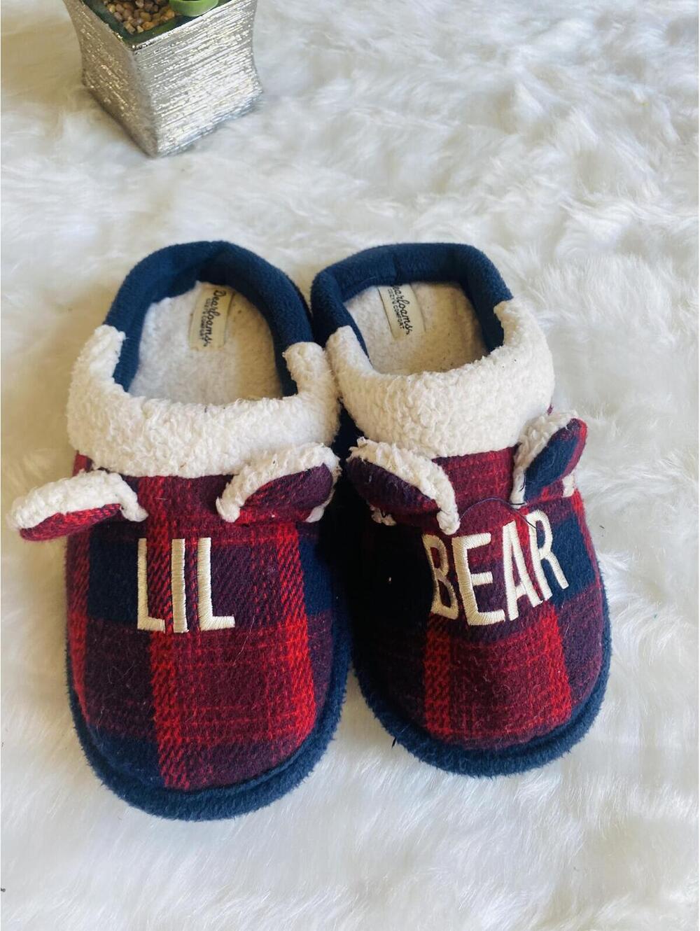 Deerleathers Lil Bear Plush Slip-On Slippers Size 13 (Kids)